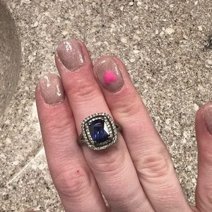 Blue and white stone ring